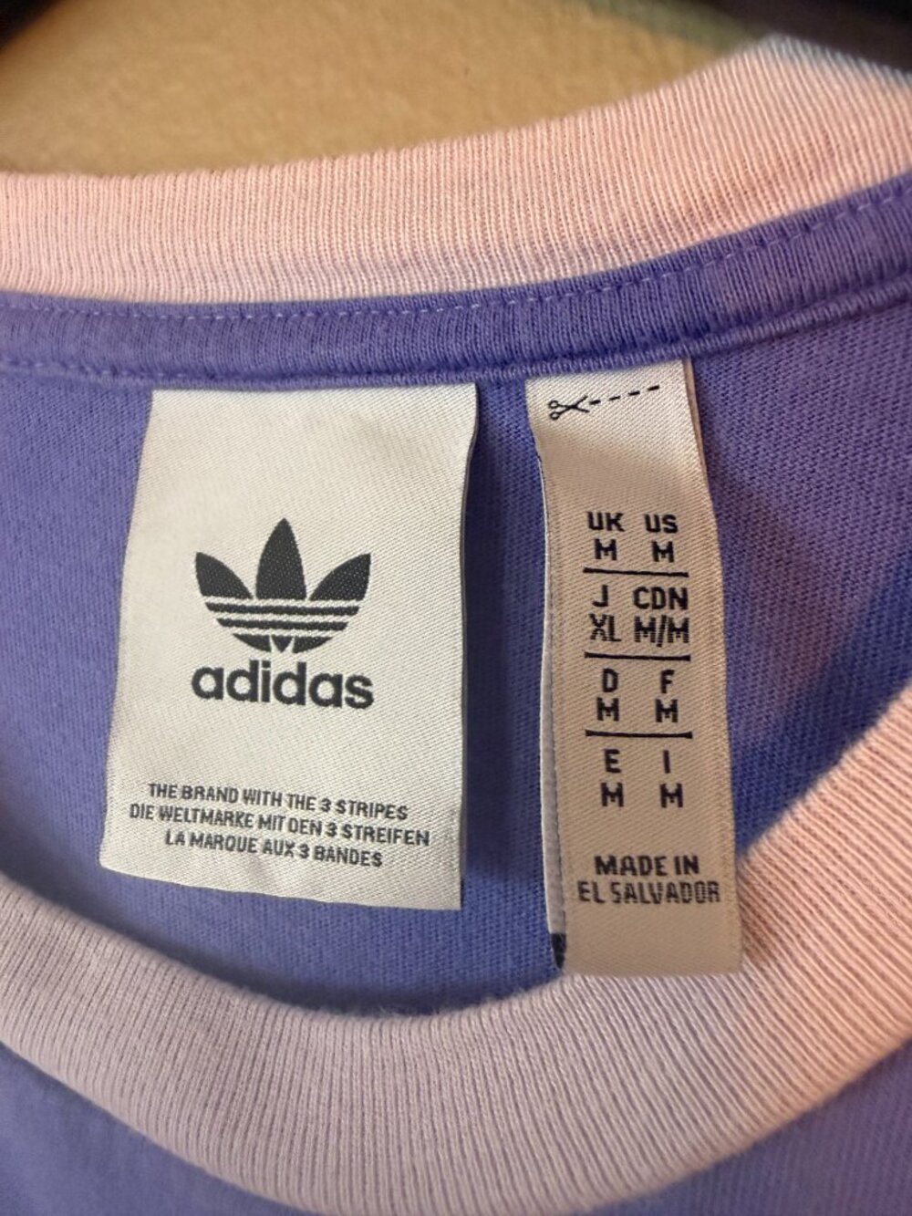 Adidas Originals Men's Purple 3-Stripe Ringer T-Shirt Medium - Picture 5 of 5